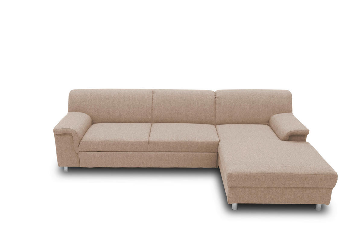 ECKSOFA Beige Webstoff  - Chromfarben/Beige, KONVENTIONELL, Textil/Metall (251/150cm) - MID.YOU