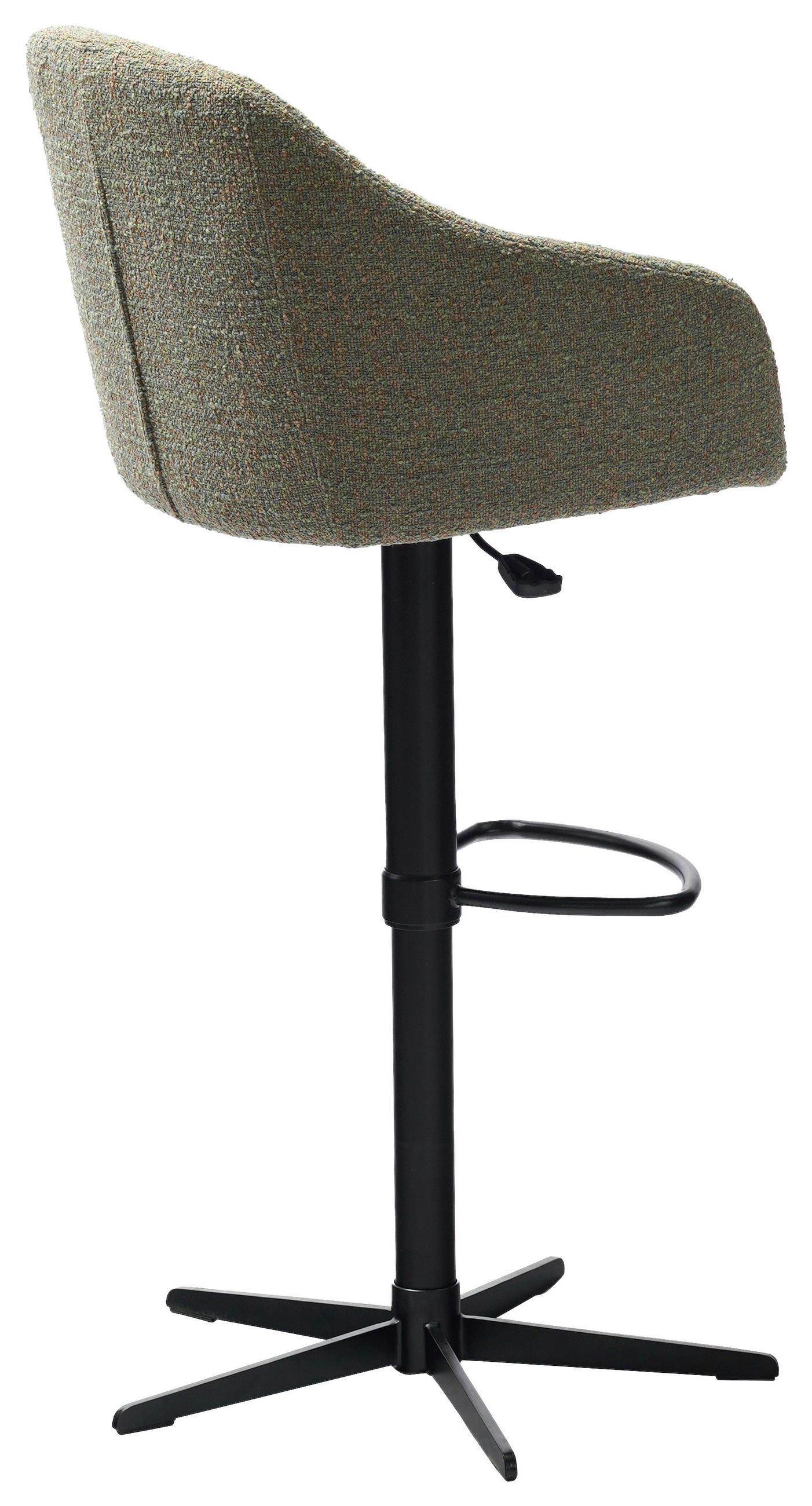 BARHOCKER Webstoff Grün, Schwarz Eisen Sitzfläche 360° drehbar, inklusive Armlehnen  - Schwarz/Grün, Design, Textil/Metall (54,5/88-108/53,5cm) - Cassando