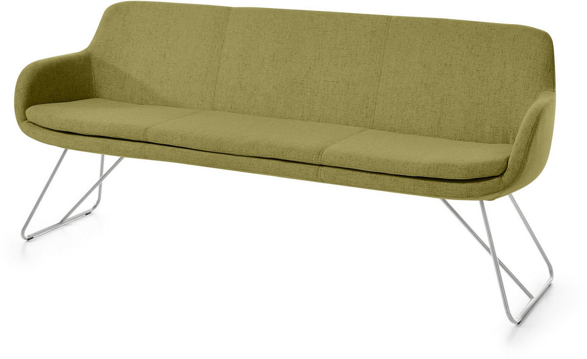 SITZBANK 180/87/65 cm Webstoff Hellgrün Metall  - Edelstahlfarben/Hellgrün, Design, Textil/Metall (180/87/65cm) - Musterring