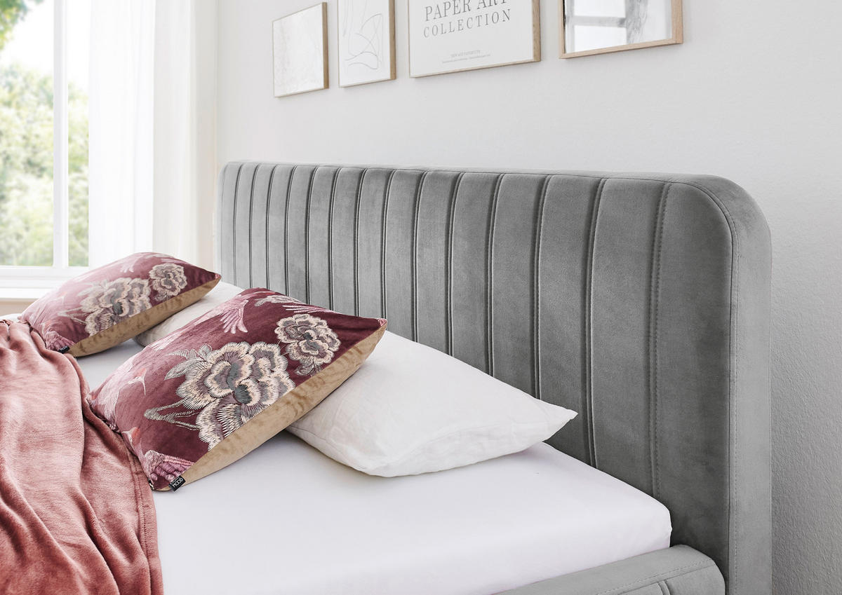 POLSTERBETT 180/200 cm,  in Grau,  - Eichefarben/Grau, MODERN, Holz/Textil (180/200cm) - Xora