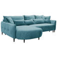 ECKSOFA in Chenille Blau  - Blau/Schwarz, MODERN, Textil/Metall (200/285cm) - Carryhome