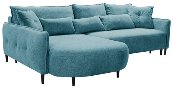 ECKSOFA in Chenille Blau  - Blau/Schwarz, MODERN, Textil/Metall (200/285cm) - Carryhome