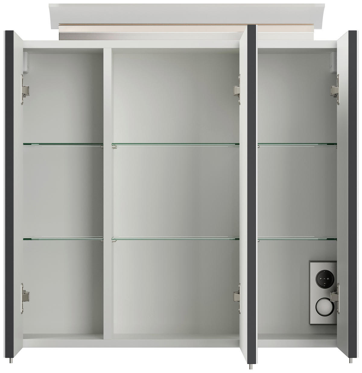 BADEZIMMER 3-teilig  in 170 cm  - Graphitfarben, Trend, Glas/Holzwerkstoff (170cm) - MID.YOU