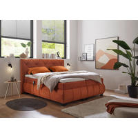 KONTINENTALSÄNG 180/200 cm  i cognacfärgad  - cognacfärgad/svart, Modern, trämaterial/textil (180/200cm) - MID.YOU