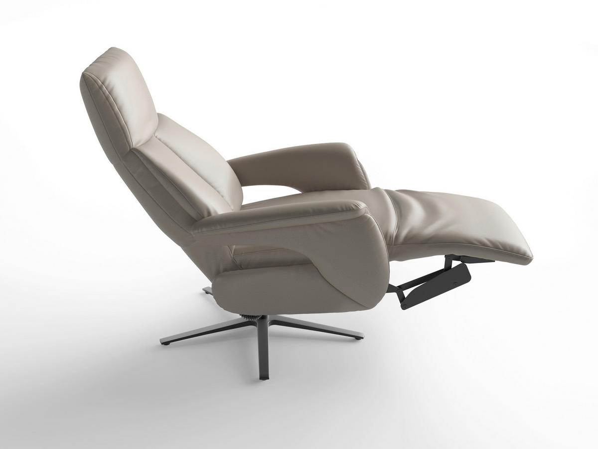 RELAXSESSEL Leder Grau  - Schwarz/Grau, Basics, Leder/Metall (75/110/85cm) - Sit & More
