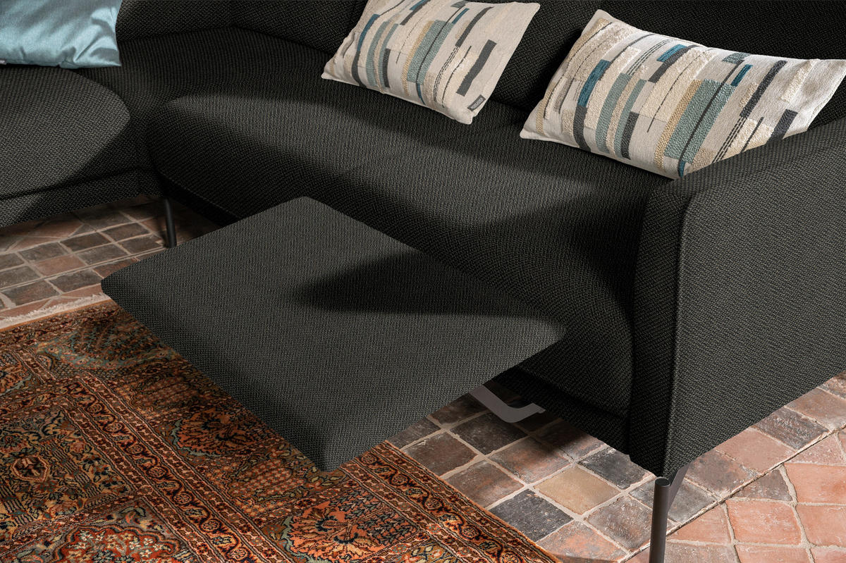 ECKSOFA in Flachgewebe Anthrazit  - Anthrazit, Design, Textil/Metall (230/254cm) - Johann Jakob