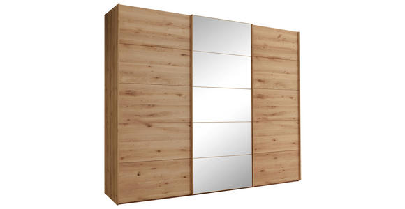 SCHWEBETÜRENSCHRANK 300/236/67 cm 3-türig Eiche Bianco - Eiche Bianco, Natur, Glas/Holz (300/236/67cm) - Linea Natura