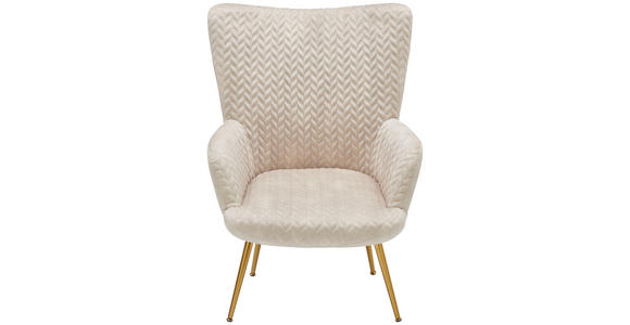 OHRENSESSEL in Webstoff Beige  - Beige/Goldfarben, Design, Textil/Metall (74/96/83cm) - Ambia Home