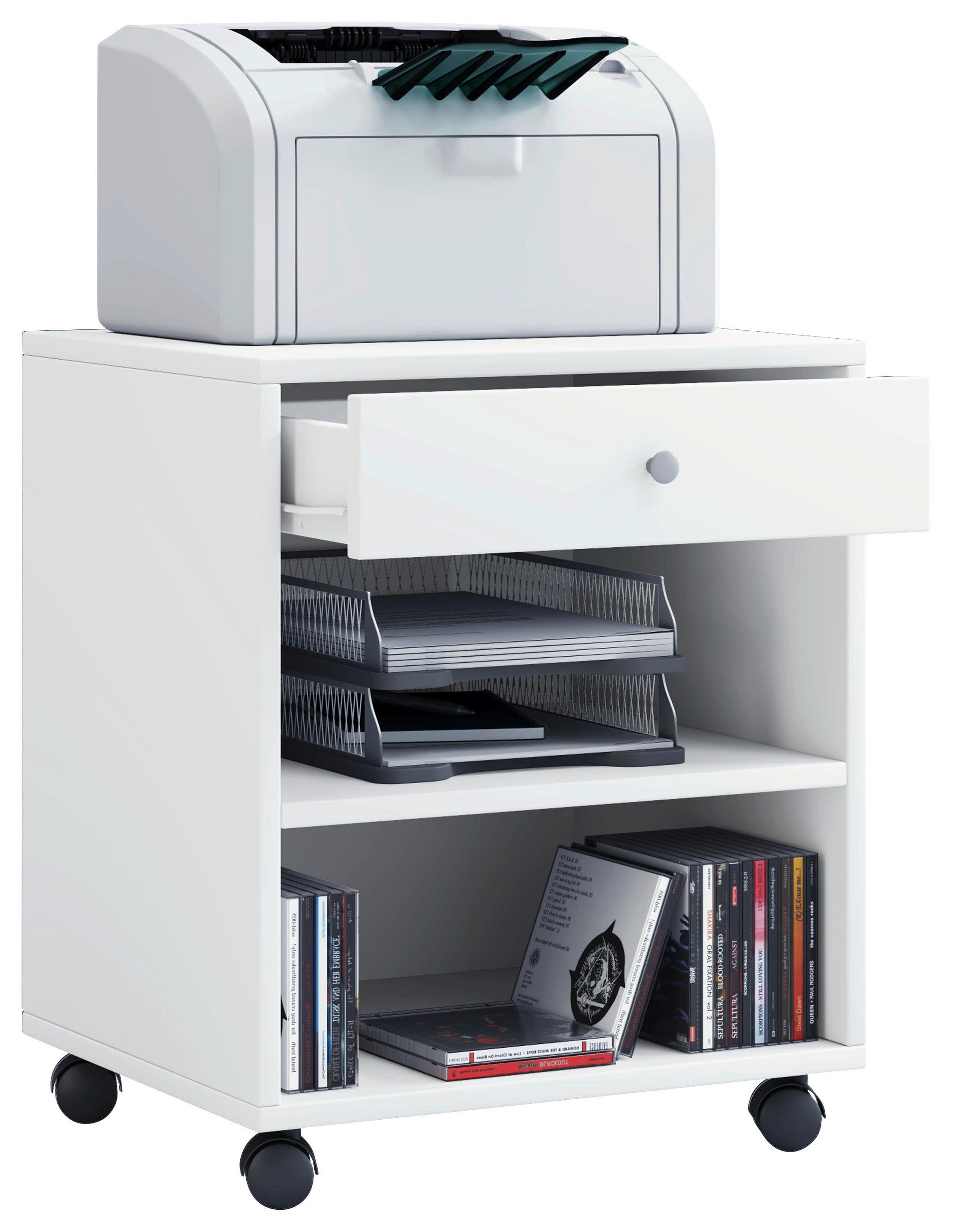 ROLLCONTAINER 45/54/38 cm  - Silberfarben/Weiß, Basics, Holzwerkstoff/Kunststoff (45/54/38cm) - MID.YOU