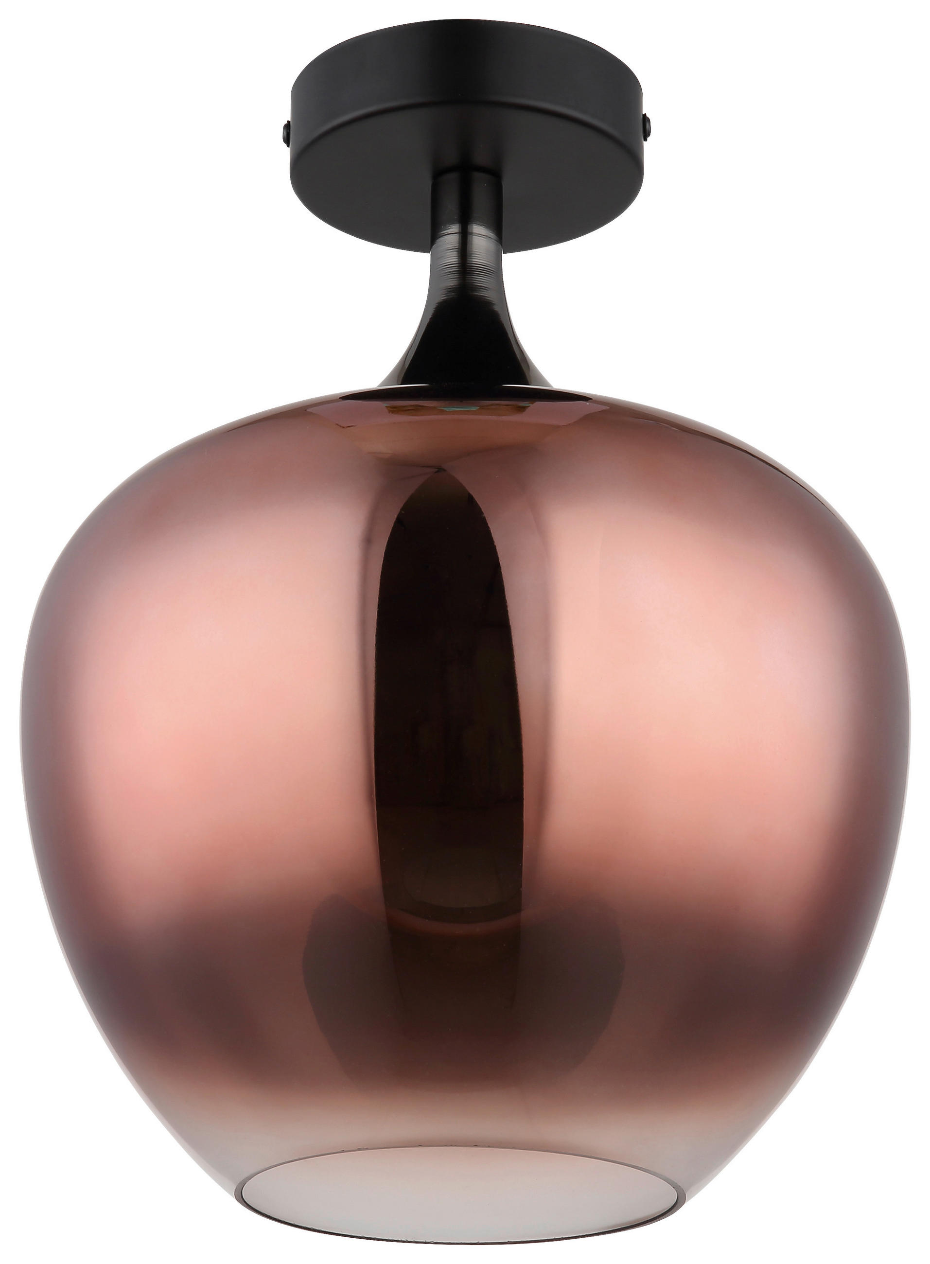 DECKENLEUCHTE 24/31,5 cm   - Schwarz/Kupferfarben, Design, Glas/Metall (24/31,5cm) - Collet's Monde