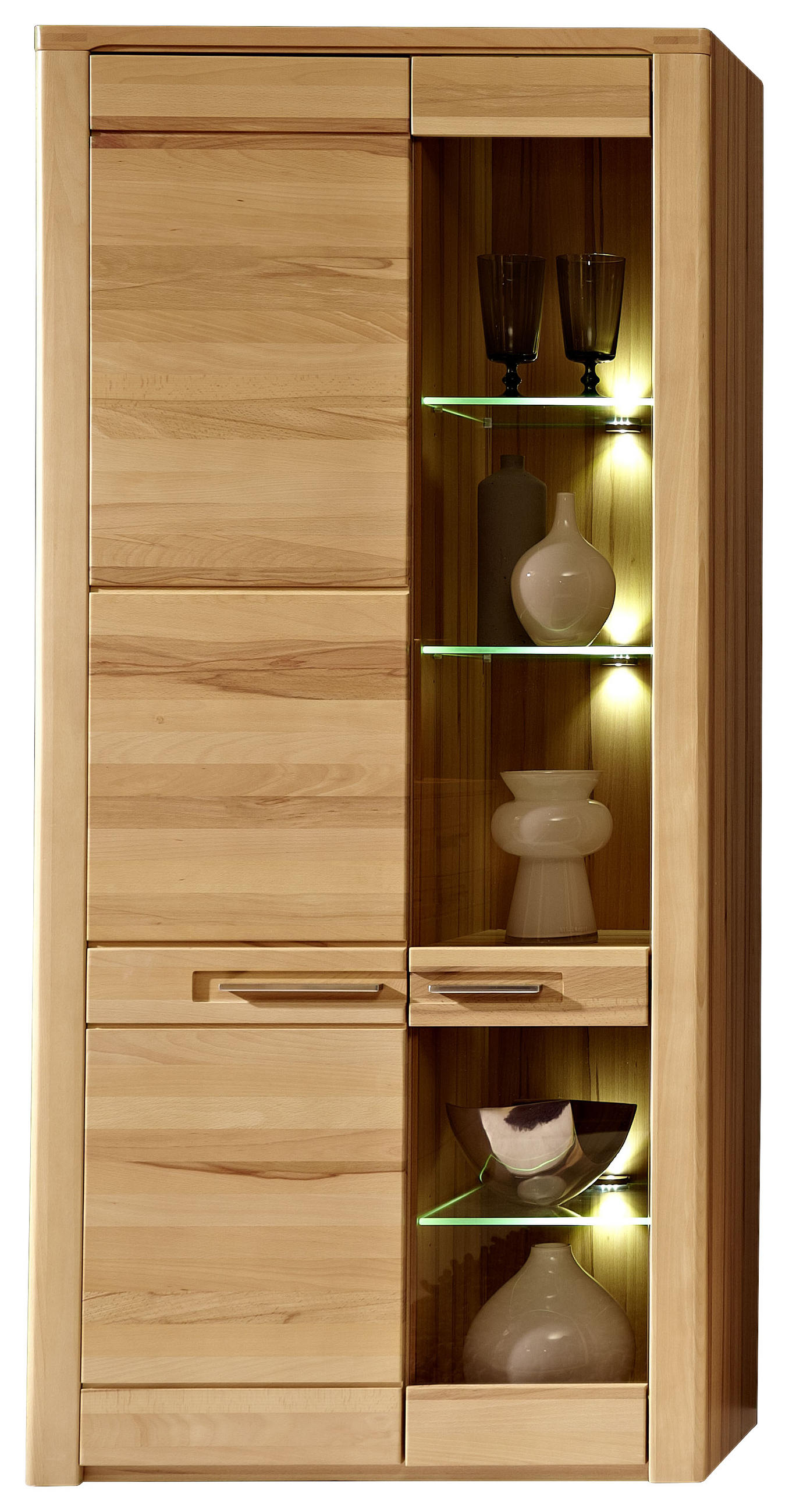 VITRINE in teilmassiv Kernbuche Buchefarben - Buchefarben, Basics, Holz (85/185/40cm) - Livetastic