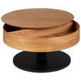 COUCHTISCH Eiche furniert, massiv rund Schwarz, Eichefarben  - Eichefarben/Schwarz, Natur, Holz/Holzwerkstoff (78/78/41cm) - Waldwelt