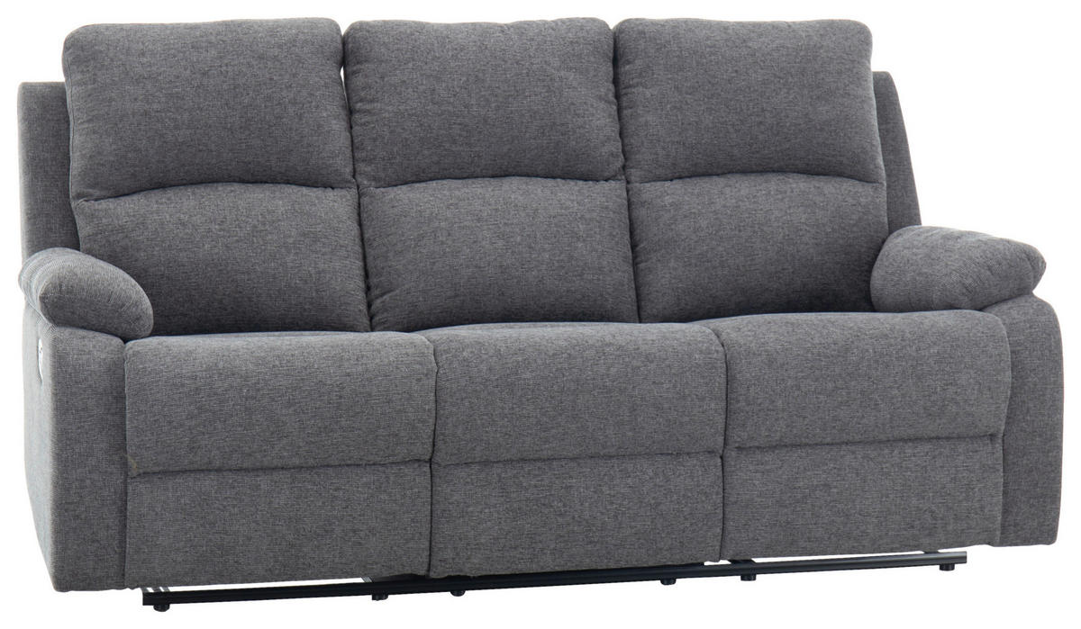 SITZGARNITUR VERONA Leinenoptik Dunkelgrau  - Dunkelgrau/Schwarz, Design, Kunststoff/Textil (84,5/133,5/100,5/92cm) - Livetastic
