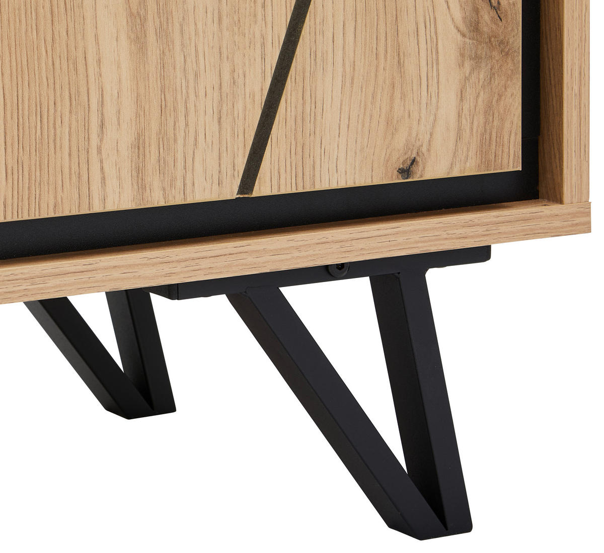 HÖG BYRÅ  i 60/180/40 cm  - svart/ekfärgad, Lifestyle, metall/trämaterial (60/180/40cm) - MID.YOU