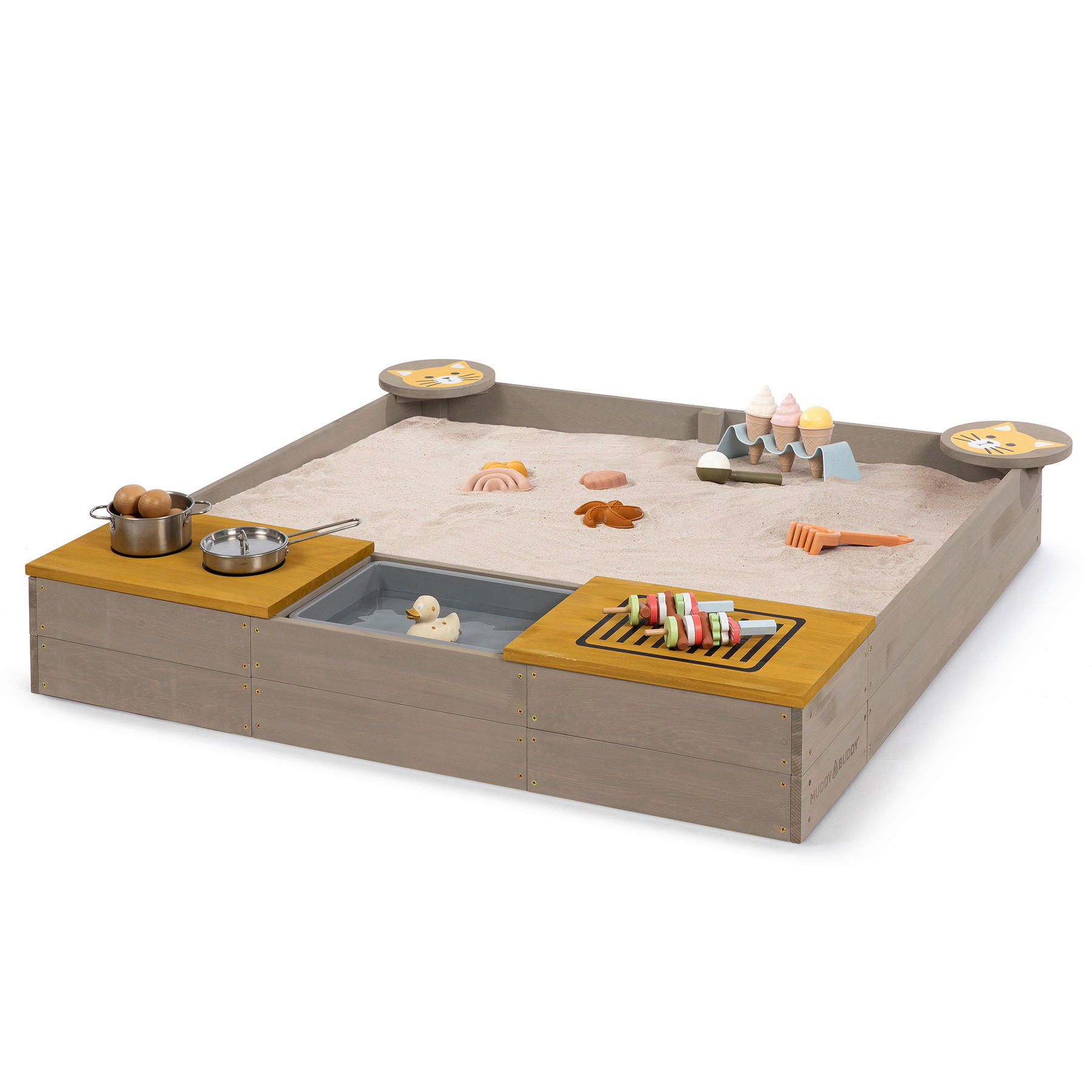 SANDKASTEN 120/120/20 cm  - Currygelb/Grau, Basics, Holz (120/120/20cm) - MUDDY BUDDY