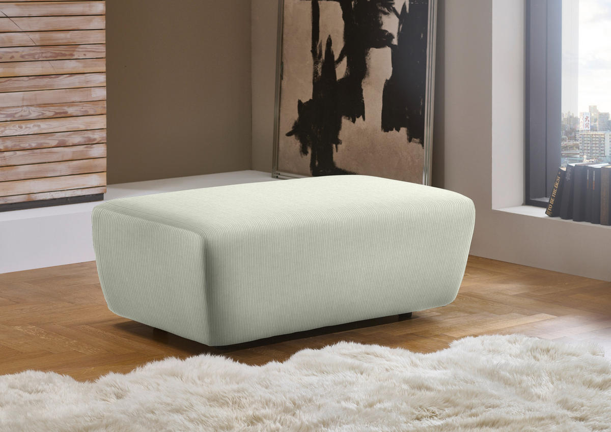 ECKSOFA in Feincord Creme  - Creme/Schwarz, Design, Kunststoff/Textil (301/177cm) - Beldomo Style
