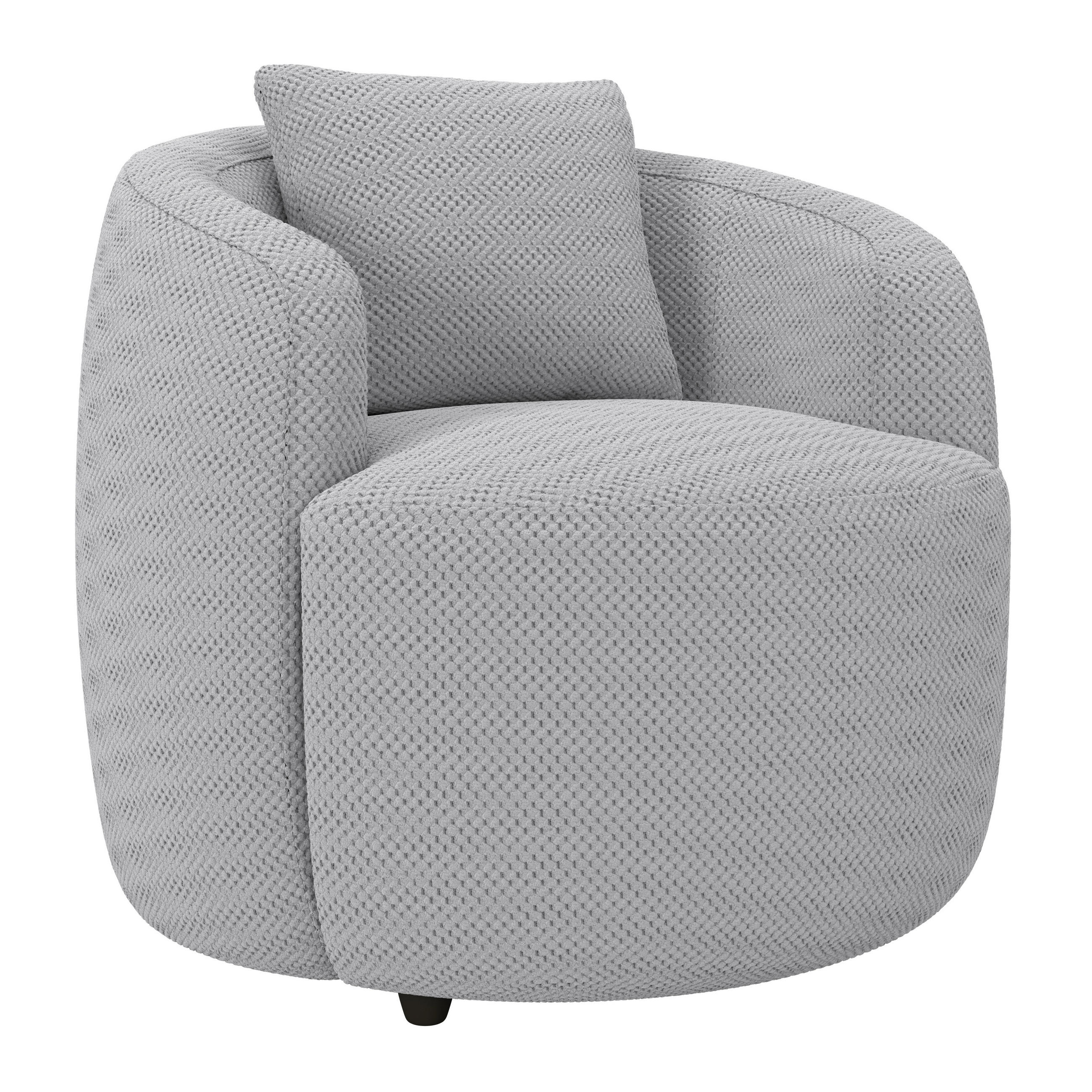 SESSEL in Velours, Struktur Hellgrau  - Hellgrau/Schwarz, MODERN, Kunststoff/Textil (81/74/81cm) - Livetastic