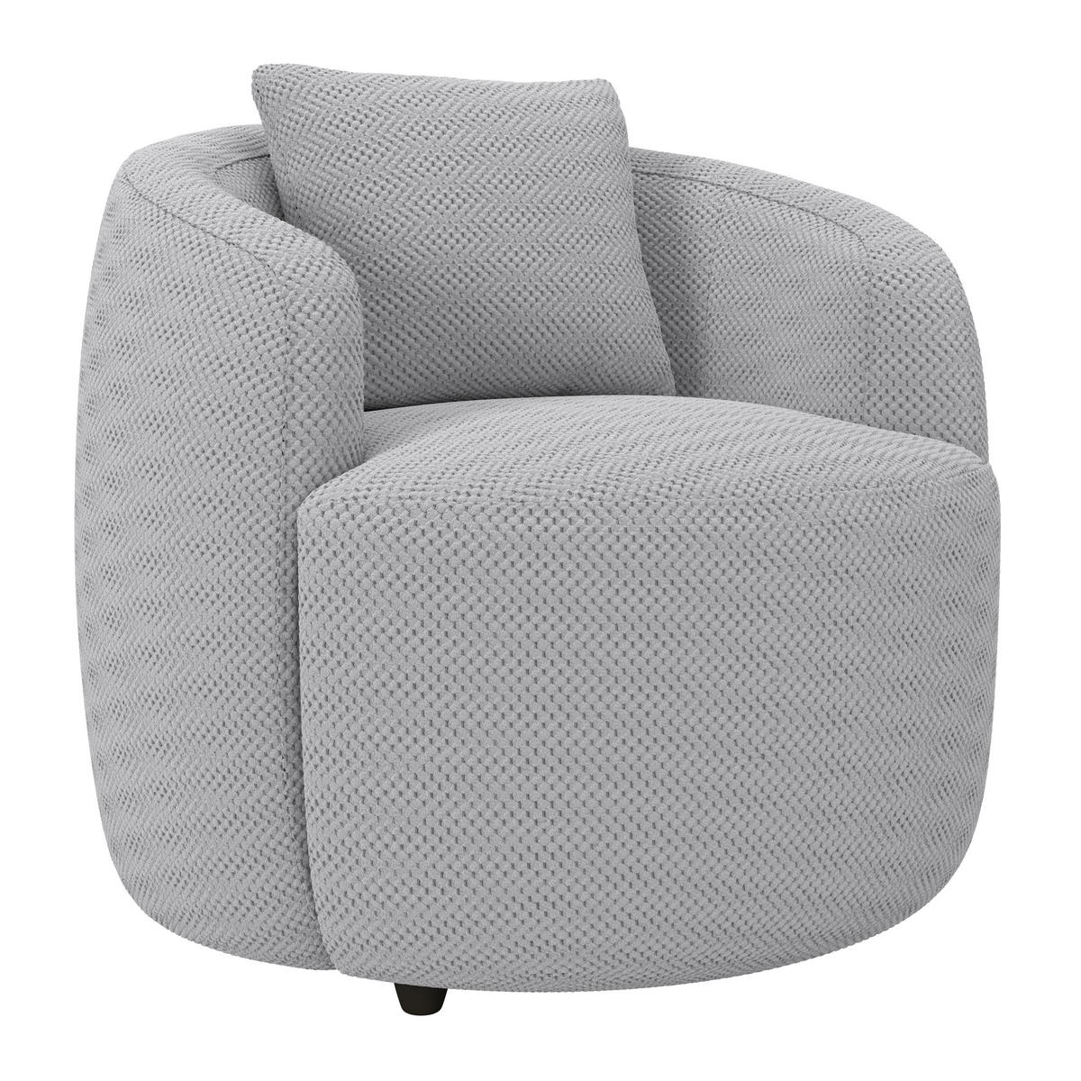 SESSEL in Velours, Struktur Hellgrau  - Hellgrau/Schwarz, MODERN, Kunststoff/Textil (81/74/81cm) - Livetastic