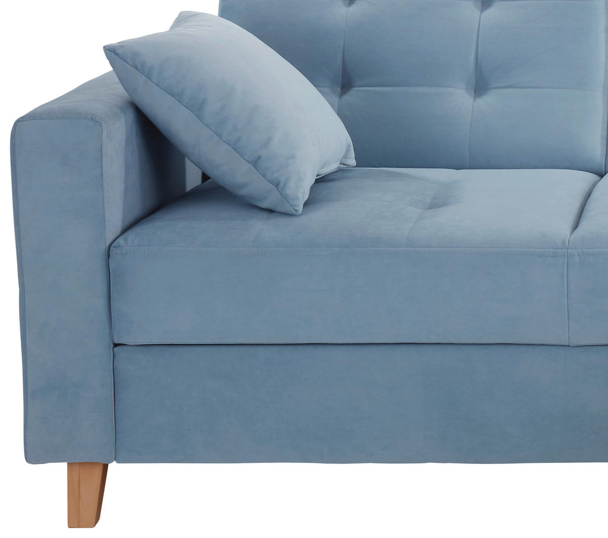 ECKSOFA Samt Hellblau  - Naturfarben/Hellblau, Design, Holz/Textil (231/160cm) - Livetastic