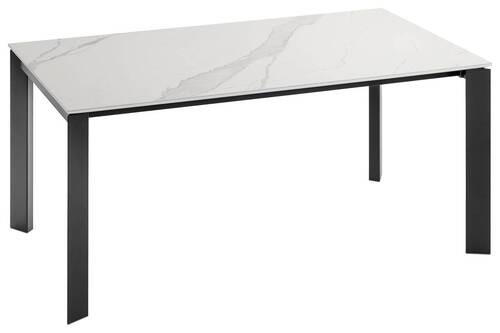 ESSTISCH in Metall, Keramik 160-250/90/75 cm  - Weiss/Schwarz, Design, Keramik/Metall (160-250/90/75cm) - Novel