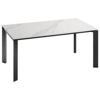ESSTISCH in Metall, Keramik 160-250/90/75 cm  - Weiss/Schwarz, Design, Keramik/Metall (160-250/90/75cm) - Novel