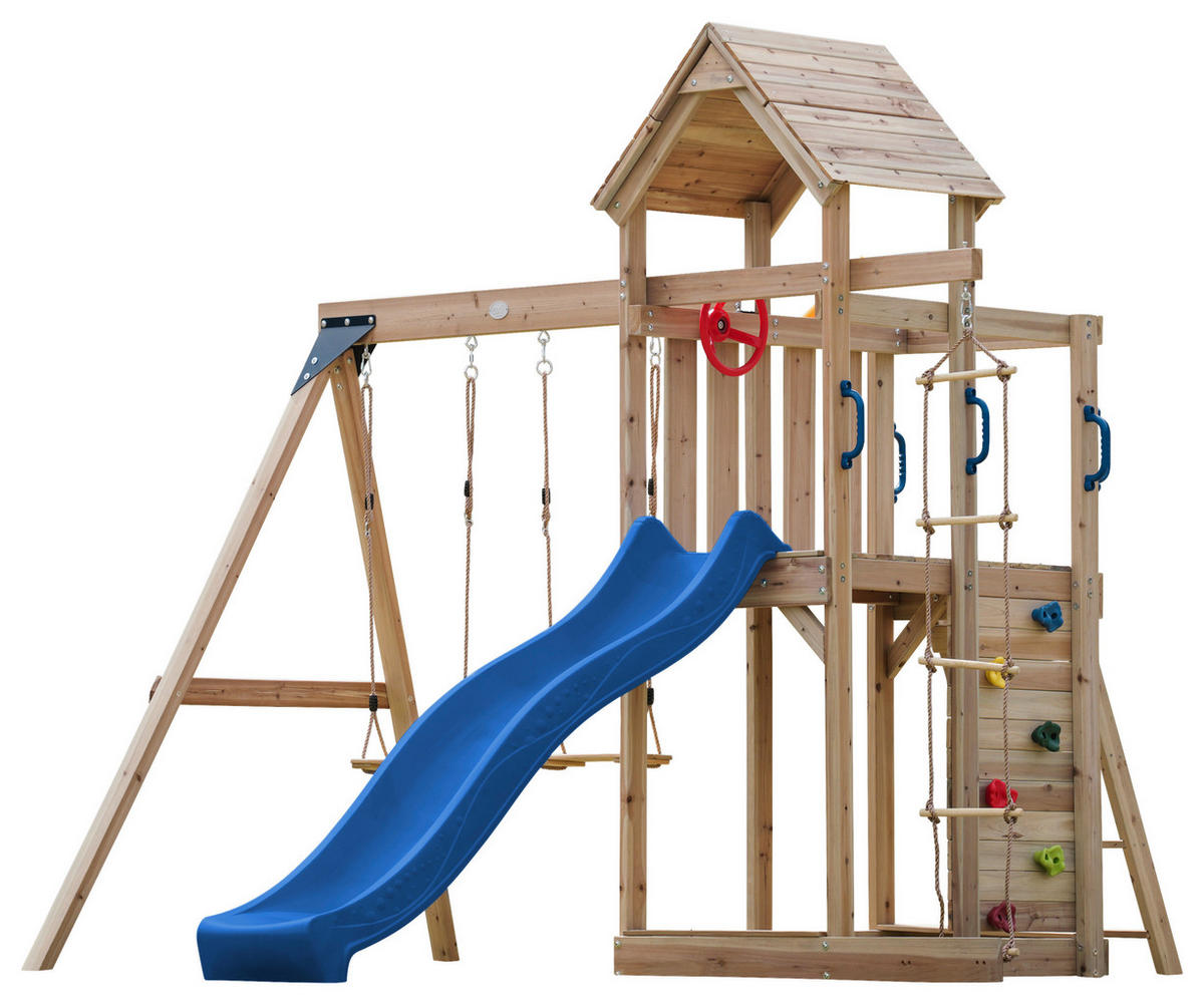 SPIELTURM 342/267/375 cm  - Blau, KONVENTIONELL, Holz/Kunststoff (342/267/375cm) - Ambia Garden