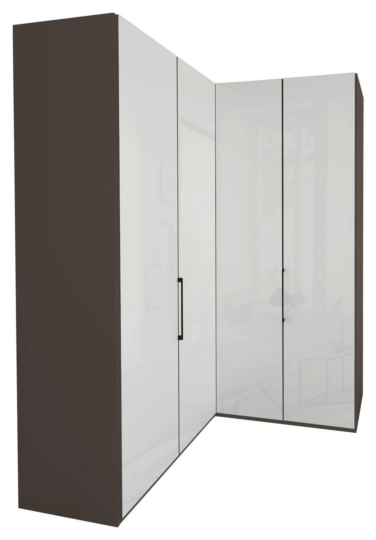 ECKKLEIDERSCHRANK 157/236/157 cm  - Schieferfarben/Weiss, Konventionell, Glas/Holzwerkstoff (157/236/157cm) - Dieter Knoll
