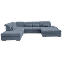 WOHNLANDSCHAFT in Chenille Hellblau  - Chromfarben/Hellblau, Design, Textil/Metall (254/376/195cm) - Livetastic
