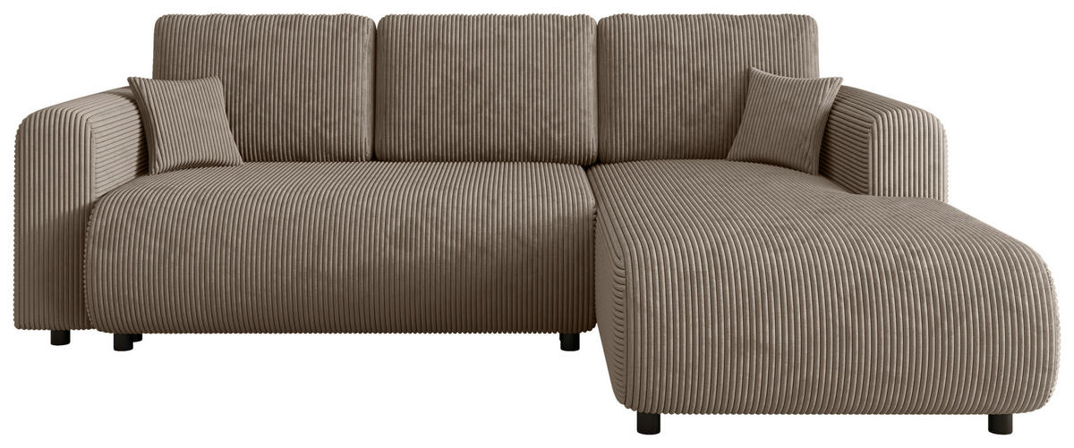 ECKSOFA inkl. Funktionen Taupe Cord  - Taupe/Schwarz, KONVENTIONELL, Kunststoff/Textil (260/200cm) - Xora