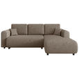 ECKSOFA inkl. Funktionen Taupe Cord  - Taupe/Schwarz, KONVENTIONELL, Kunststoff/Textil (260/200cm) - Xora
