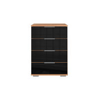 NOĆNI ORMARIĆ boje hrasta, crna   - boje hrasta/crna, Moderno, staklo/drvni materijal (52/74/38cm) - Carryhome