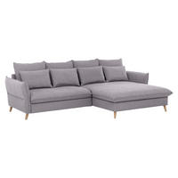 ECKSCHLAFSOFA  mit seitenverkehrt erhältlich, Rücken echt, Armteil links, Armteil rechts, Stoffauswahl, Schlafen auf Sitzhöhe Flachgewebe Hellgrau  - Hellbraun/Buchefarben, Design, Holz/Textil (274/170cm) - Livetastic