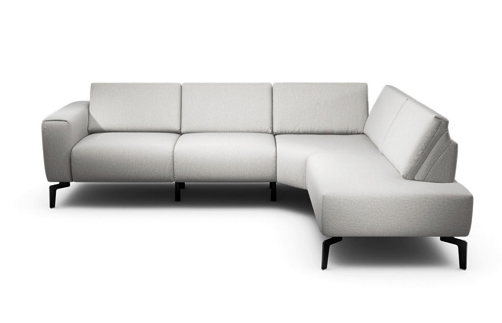 ECKSOFA Cosy Hellgrau Samt  - Hellgrau/Schwarz, Design, Textil/Metall (256/193cm) - SENSOO