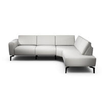 ECKSOFA Cosy Hellgrau Samt  - Hellgrau/Schwarz, Design, Textil/Metall (256/193cm) - SENSOO