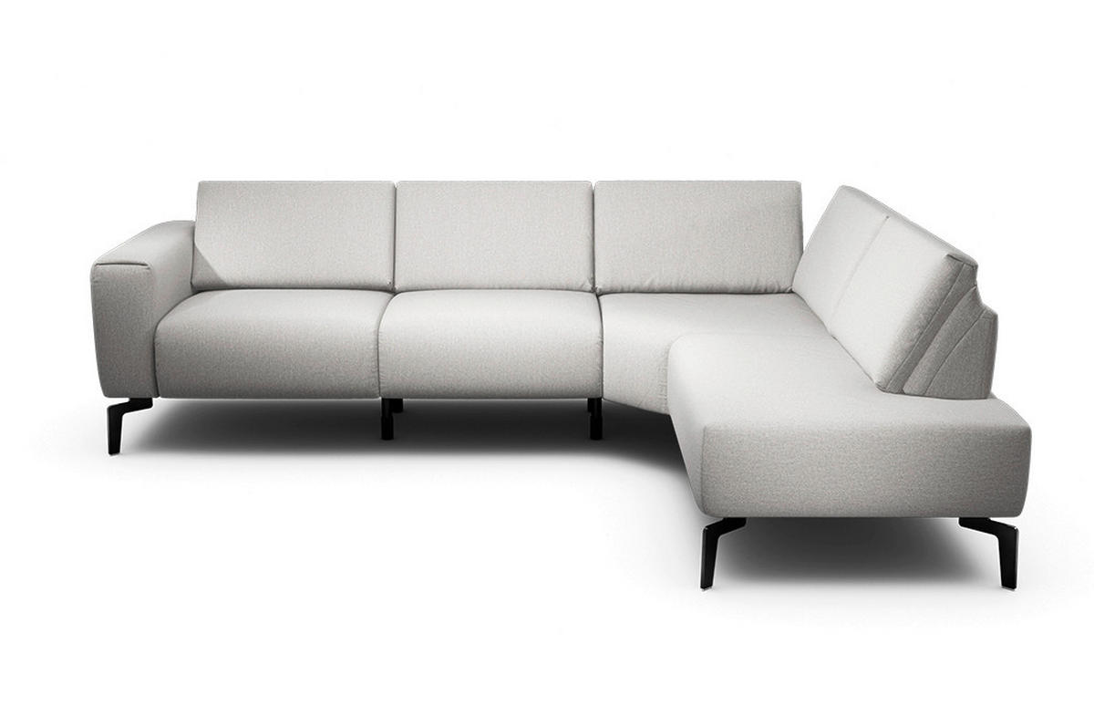 ECKSOFA Cosy Hellgrau Samt  - Hellgrau/Schwarz, Design, Textil/Metall (256/193cm) - SENSOO