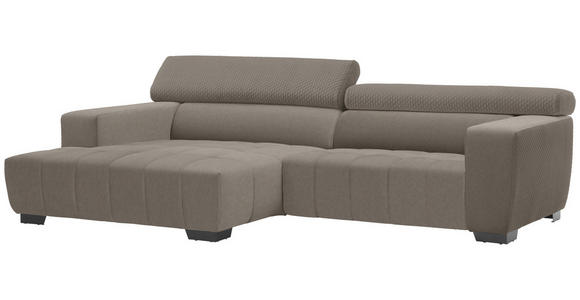ECKSOFA in Velours Taupe  - Taupe/Schwarz, KONVENTIONELL, Textil/Metall (182/279cm) - Hom`in