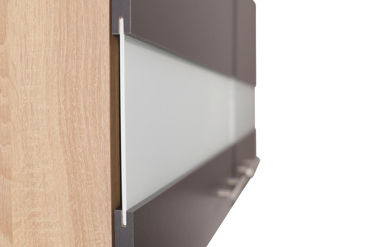 KÜCHENOBERSCHRANK 110/56,1/34,6 cm  in Grau, Eichefarben  - Eichefarben/Silberfarben, Basics, Glas/Holzwerkstoff (110/56,1/34,6cm) - Respekta