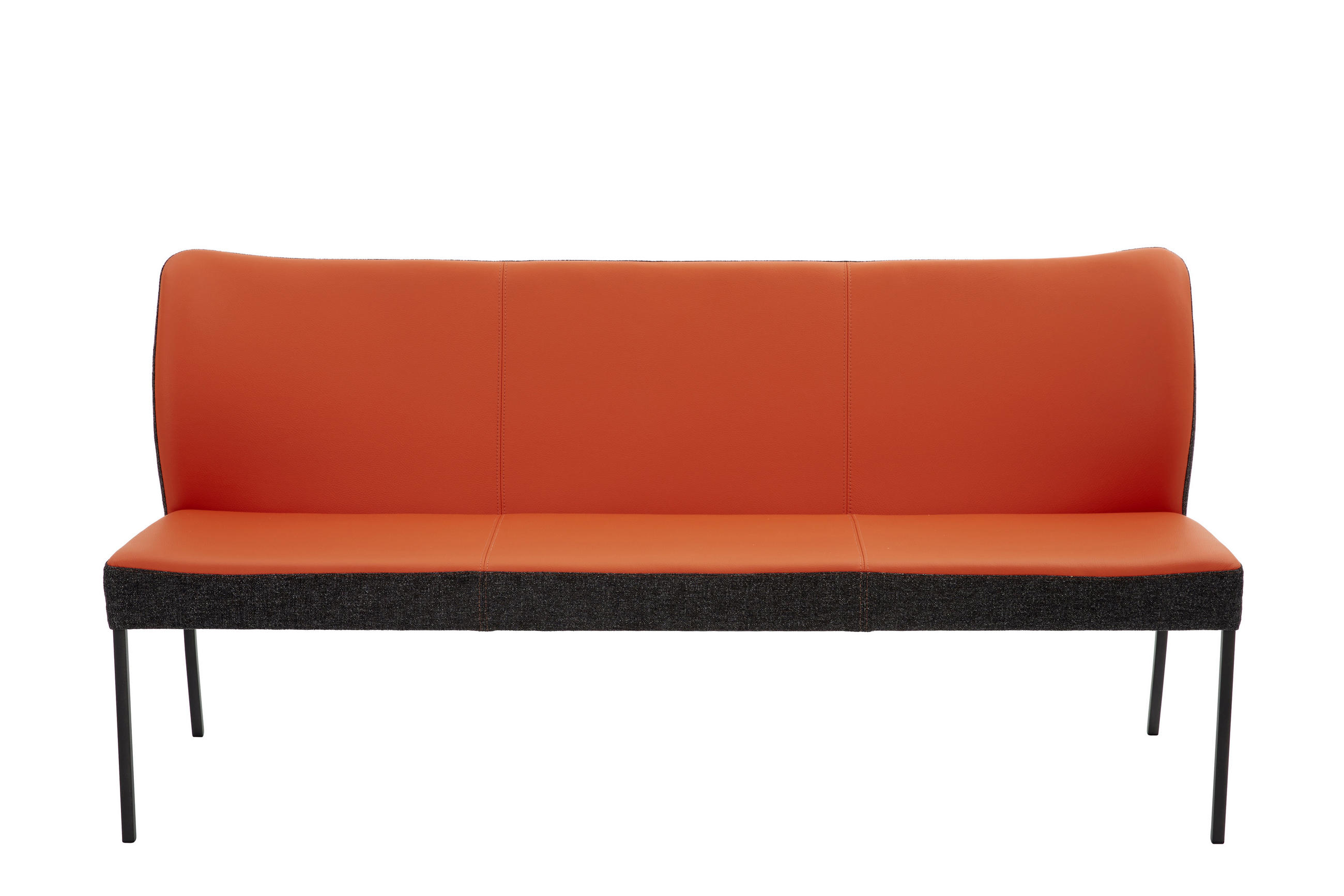 SITZBANK 180/89/65 cm Webstoff Echtleder Anthrazit, Orange Metall  - Anthrazit/Orange, Design, Leder/Textil (180/89/65cm) - Bert Plantagie