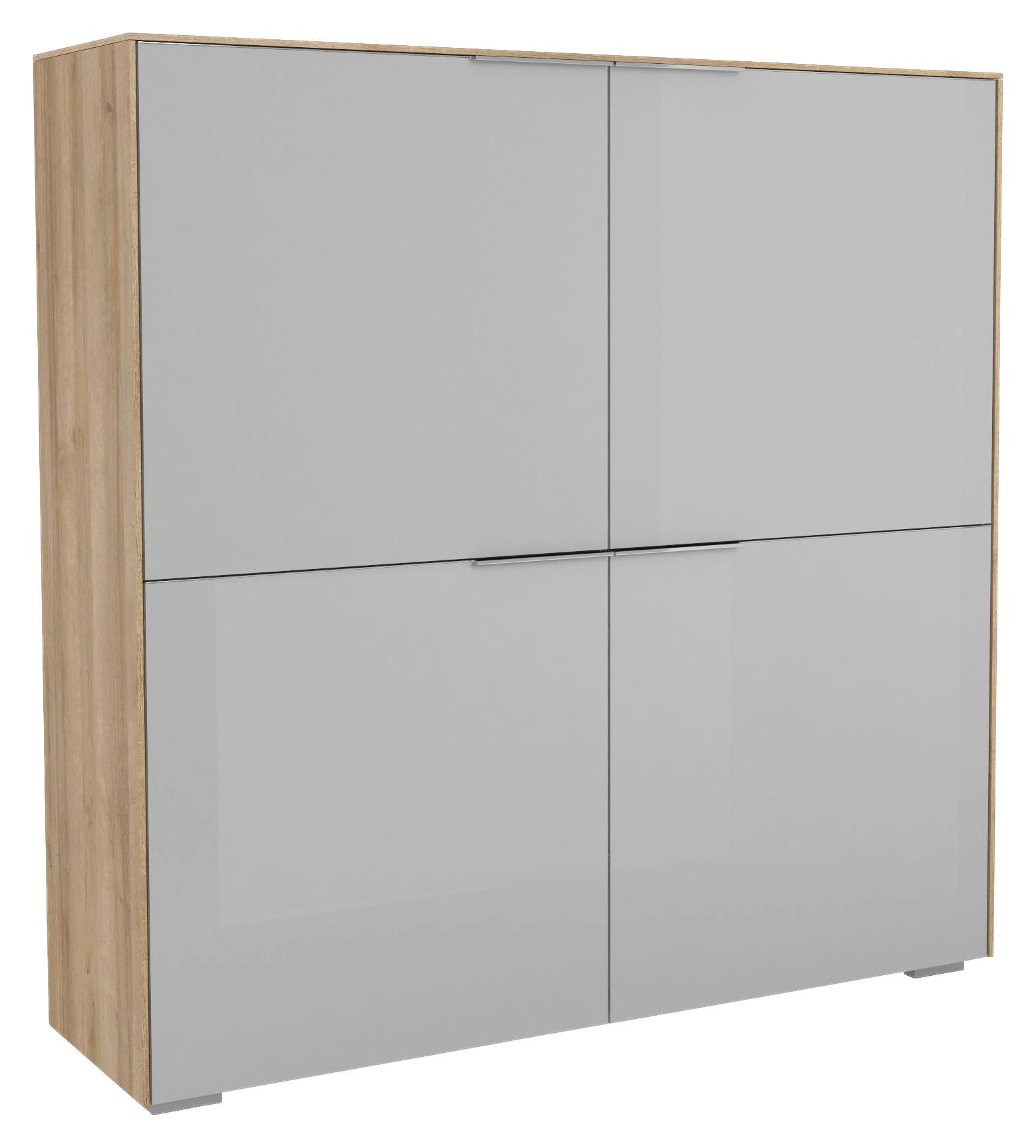 SCHUHSCHRANK Eichefarben, Hellgrau - Chromfarben/Eichefarben, Design, Glas/Holzwerkstoff (128/129,5/37,3cm) - Voleo