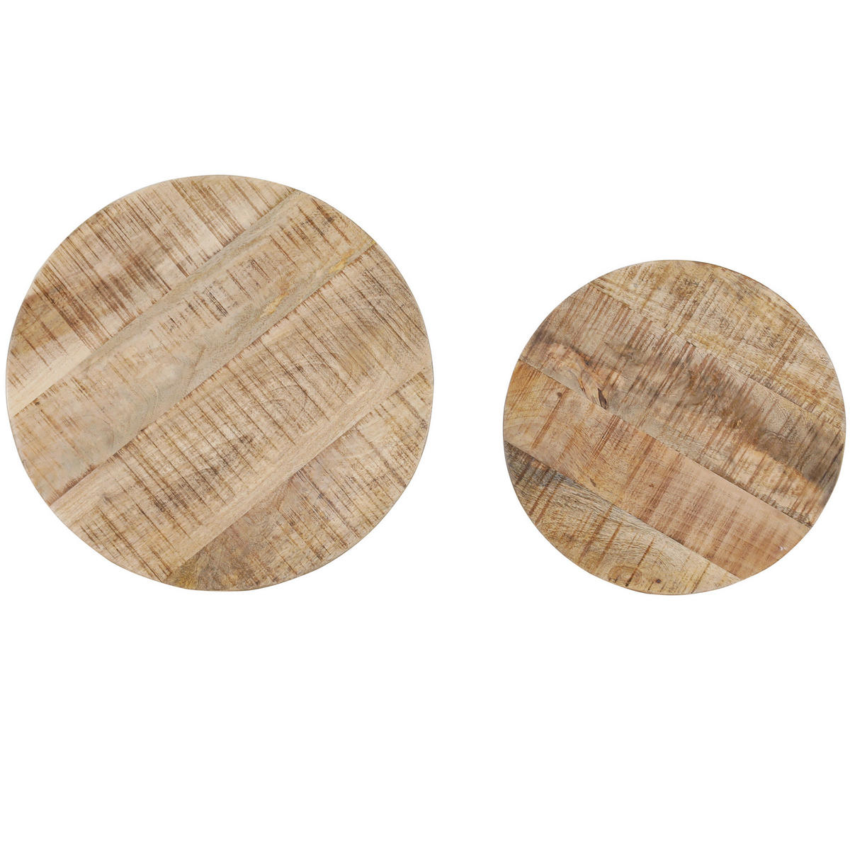 BEISTELLTISCHSET Mangoholz massiv rund Naturfarben  - Schwarz/Naturfarben, LIFESTYLE, Holz/Metall (41/52/41/52/39/45cm) - Landscape