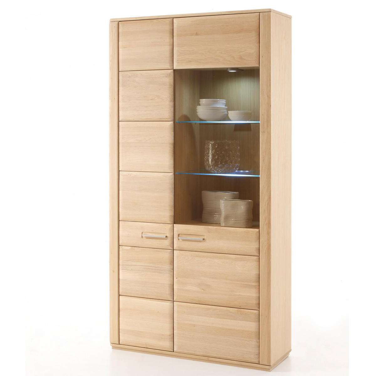 WOHNWAND  in Eichefarben  357/209/51 cm  - Eichefarben, Design, Glas/Holz (357/209/51cm) - Livetastic