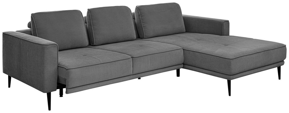 ECKSOFA Anthrazit Flachgewebe  - Anthrazit/Schwarz, KONVENTIONELL, Textil/Metall (279/193cm) - SetOne by Musterring