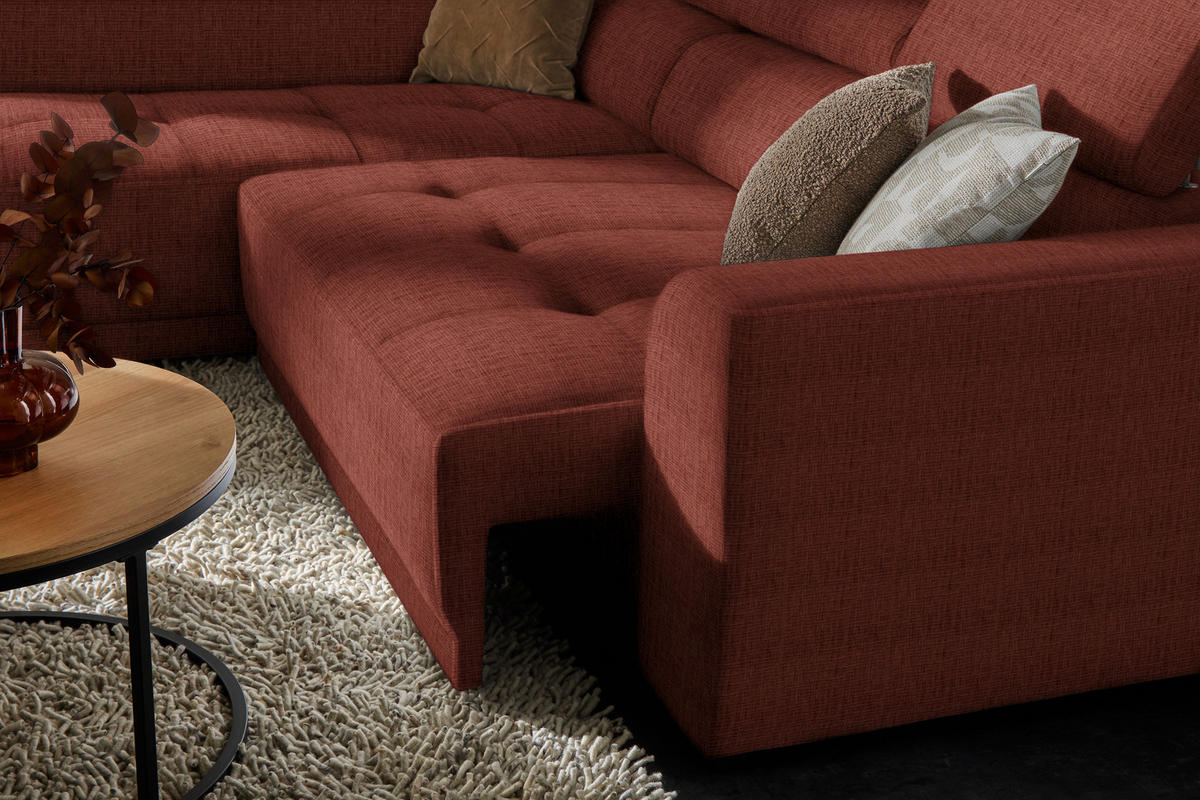ECKSOFA in Chenille Rostfarben  205/284 cm  - Rostfarben/Schwarz, Design, Kunststoff/Textil (205/284cm) - Xora
