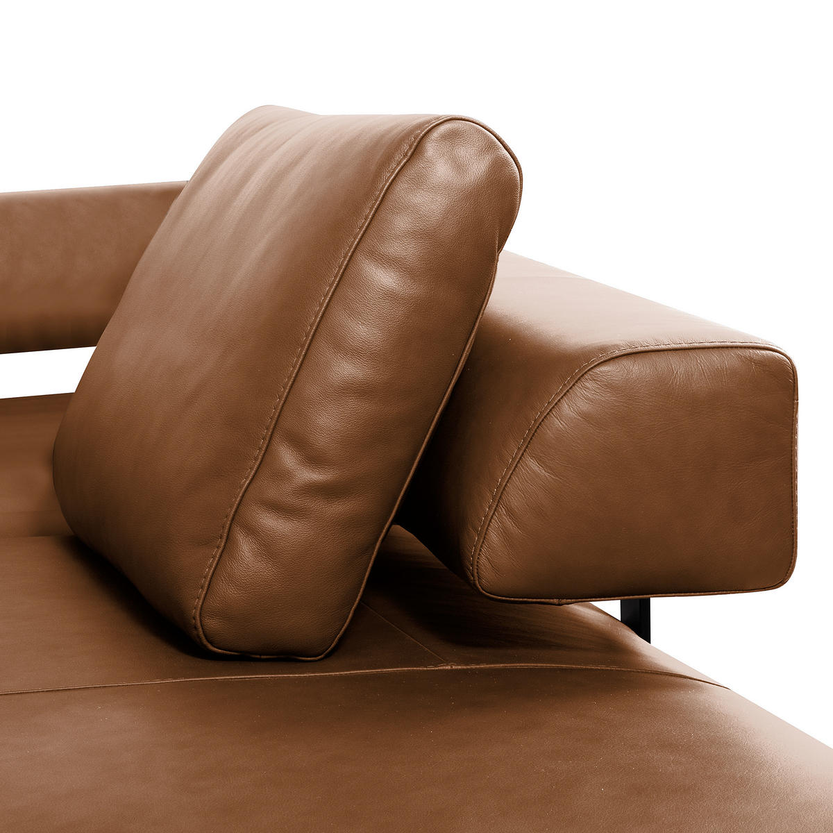 ECKSOFA Cognac Echtleder  - Cognac/Schwarz, Design, Leder/Metall (306/237cm) - Livetastic