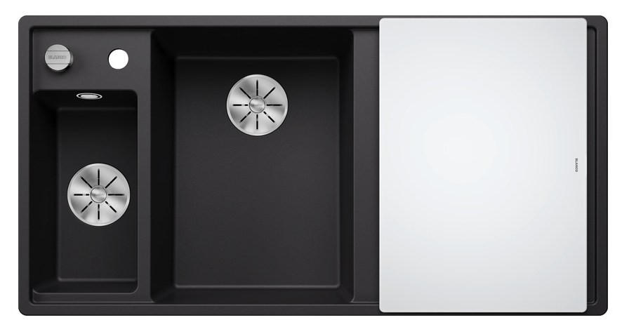 SPÜLE 525848  - Schwarz, Basics, Glas/Stein (100/19/51cm) - Blanco