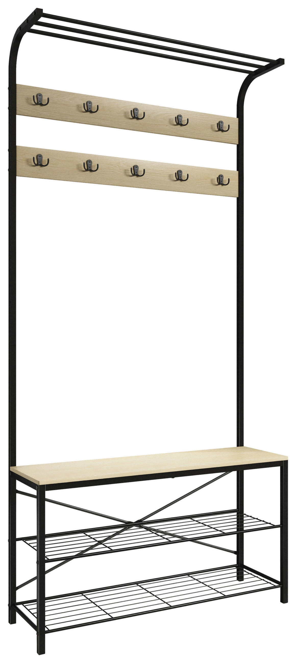 GARDEROBE  in 90/190/30 cm  - Honigeiche/Schwarz, Design, Holzwerkstoff/Metall (90/190/30cm) - MID.YOU