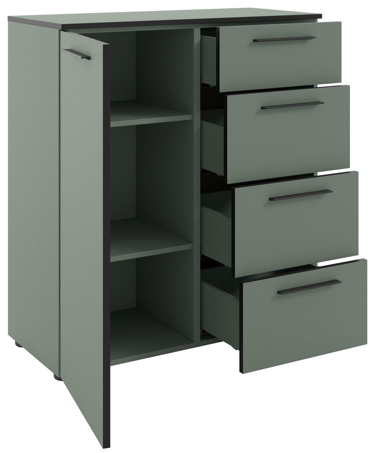 KOMMODE soul  in 90/99,8/40 cm  - Schilfgrün/Schwarz, MODERN, Holzwerkstoff/Metall (90/99,8/40cm)