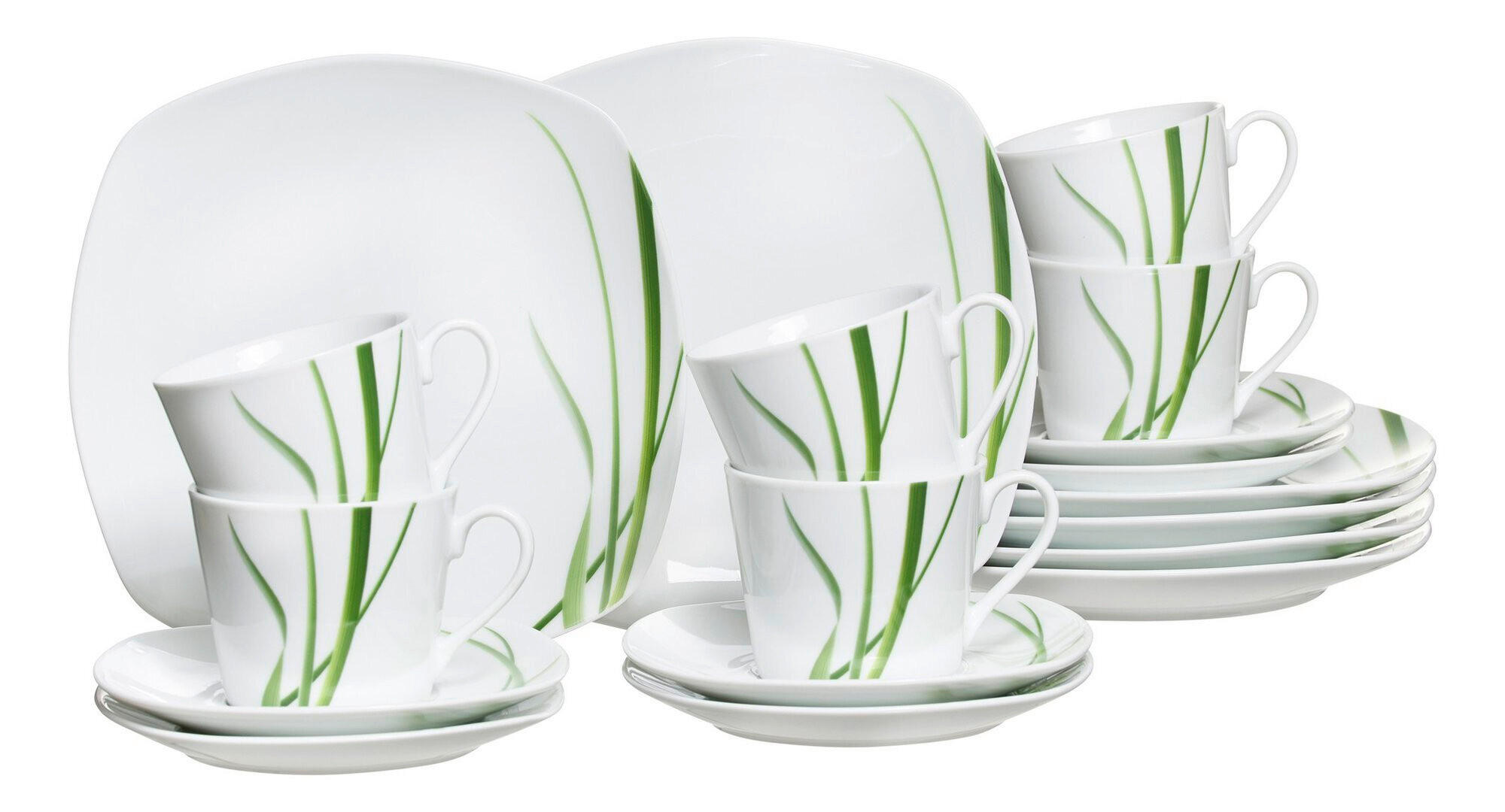 KAFFEESERVICE Grün, Weiß 18-teilig Gianna  - Weiß/Grün, KONVENTIONELL, Keramik (26/21/22cm) - Ritzenhoff Breker