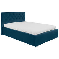 KÁRPITOZOTT ÁGY 140/200 cm  sötétkék  - sötétkék/krómszínű, Modern, textil/fa (140/200cm) - MID.YOU