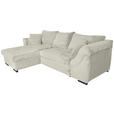 ECKSOFA Creme Cord  - Creme/Schwarz, KONVENTIONELL, Textil/Metall (168/258cm) - Carryhome